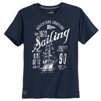 Redfield Übergrößen T-Shirt dunkelblau Print Sailing