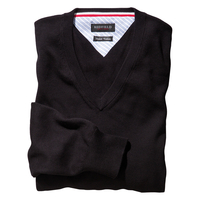 Redfield Feinstrick V-Neck Pullover Übergröße schwarz