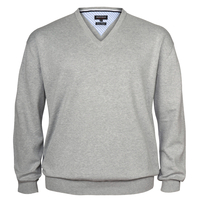 Redfield Feinstrick V-Neck XXL Pullover grau melange