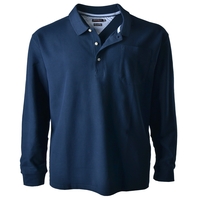 Redfield Piqué Langarm XXL Poloshirt Daniel denimblau