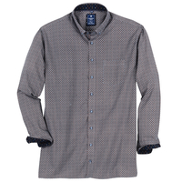 Redmond XXL Langarmhemd navy-orange-weiß gemustert