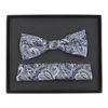 Venti Set Fliege/Einstecktuch Paisleymuster navy-grau