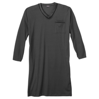 XXL Adamo V-Neck Langarm Nachthemd dunkelgrau-schwarz