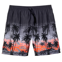 XXL Badeshort Bellonda schwarz-neonorange Palmendruck