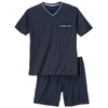 XXL Götzburg V-Neck Pyjama kurz navy Fantasiemuster