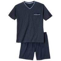 XXL Götzburg V-Neck Pyjama kurz navy Fantasiemuster