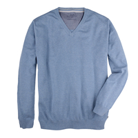 XXL Kitaro V-Neck Feinstrickpullover hellblau meliert
