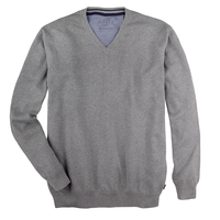XXL Kitaro V-Neck Feinstrickpullover mittelgrau mel.