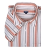 XXL Lucky Star Kurzarmhemd orange-grau gestreift