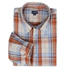XXL Lucky Star Langarmhemd orange-hellblau kariert