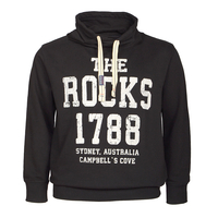 XXL Redfied bedrucktes Schalkragen-Sweatshirt schwarz