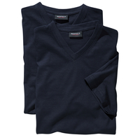 XXL Redfield Doppelpack V-Neck T-Shirts dunkelblau