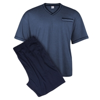 XXL Shorty Adamo Fashion in blau-dunkelblau Melange Übergröße