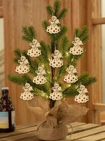 10 Pcs Christmas Tree Angel Pattern Wooden Hanging Decorations