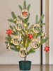 10 Pcs Christmas Tree Ball Pattern Wooden Hanging Decorations