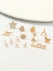 14Pcs Rhinestone Butterfly Letter Heart Stud Earrings Set