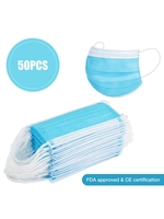 50PCS 3-layer Face Masks With FDA And CE Certification Dustproof Anti-bacteria Disposable Protection