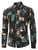 Geometric and Flower Print Button Up Long Sleeve Shirt