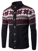 Geometric Snowflake Print Christmas Knitted Cardigan