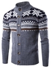 Geometric Snowflake Print Christmas Knitted Cardigan