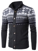 Geometric Snowflake Print Christmas Knitted Cardigan