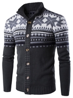 Geometric Snowflake Print Christmas Knitted Cardigan