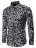 Gilding Paisley Pattern Stand Collar Button Up Shirt