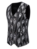 Gilding Peacock Feathers Double Breasted Casual Vest