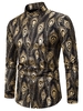 Gilding Peacock Feathers Stand Collar Button Up Shirt
