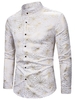 Gilding Spider Web Pattern Stand Collar Button Up Shirt