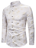 Gilding Spider Web Pattern Stand Collar Button Up Shirt
