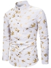 Gilding Swallow Pattern Stand Collar Long Sleeve Shirt