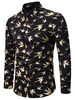 Gilding Swallow Pattern Stand Collar Long Sleeve Shirt