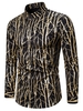 Gilding Tree Pattern Stand Collar Button Down Shirt