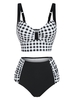 Gingham Underwire Ruched High Rise Tankini Swimwear