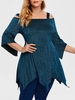 Glitter Cold Shoulder Handkerchief Disco Plus Size Top