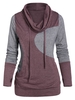 Glove Sleeve Contrast Heathered Drawstring Cowl Neck T-shirt