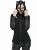 Gothic Cat Ear Faux Leather Panel Zipper Hooded Jacket