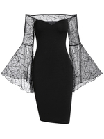 Gothic Off The Shoulder See Thru Bodycon Halloween Dress