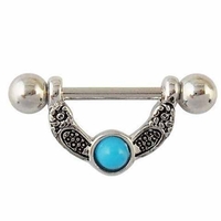 Graceful V-Shaped Faux Turquoise Nipple Jewelry For Women