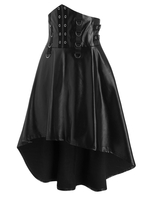 Grommet and D-ring Detail High Waist High Low Vinyl Skirt