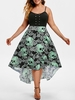 Grommet High Low Floral Skull Halloween Plus Size Dress