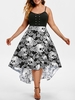 Grommet High Low Floral Skull Halloween Plus Size Dress