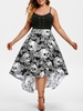 Grommet High Low Floral Skull Halloween Plus Size Dress