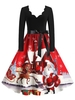 Santa Claus Cat Elk Christmas Scalloped Belted Dress