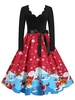 Santa Claus Cat Elk Christmas Scalloped Belted Dress