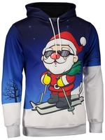 Santa Claus Print Kangaroo Pocket Christmas Patterned Hoodies