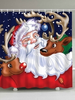 Santa Claus Reindeer Waterproof Christmas Shower Curtain