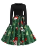 Santa Claus Snowman Christmas Belted Long Sleeves Dress