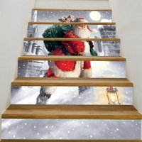 Santa Claus Walking In the Snow Print Stair Stickers
